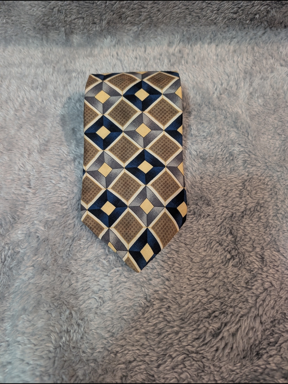 Zianetti Classic Geometric Navy and Gold Men's Silk Tie